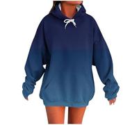 Mrat Sweat à capuche surdimensionné pour femme, dégradé de couleur, avec cordon de serrage, manches longues, cordon de serrage, couleur unie, pour l'automne et l'hiver avec poches, léger et ample