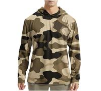 Mrat T-shirt à capuche UPF 50+ pour homme - Protection UV - Pour la randonnée, la pêche, la natation - Séchage rapide - Haut rashguard respirant - Camouflage - Anti-humidité, Kaki #05, L