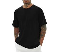 Mrat T-shirt à manches courtes et col rond pour homme - Coupe large - Longue chemise d'été décontractée basique - T-shirt surdimensionné - Entraînement athlétique - Coupe musculaire - Séchage rapide