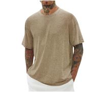 Mrat T-shirt à manches courtes et col rond pour homme - Coupe large - Longue chemise d'été décontractée basique - T-shirt surdimensionné - Entraînement athlétique - Coupe musculaire - Séchage rapide