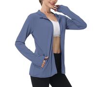 Mrat Veste de protection UV pour femme été séchage rapide protection UV UPF 50+ sweat à capuche femmes manches longues fermeture éclair t-shirts de course légers athlétiques haut mince tops rashguard