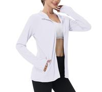 Mrat Veste de protection UV pour femme été séchage rapide protection UV UPF 50+ sweat à capuche femmes manches longues fermeture éclair t-shirts de course légers athlétiques haut mince tops rashguard