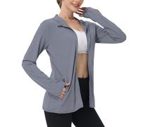 Mrat Veste de protection UV pour femme été séchage rapide protection UV UPF 50+ sweat à capuche femmes manches longues fermeture éclair t-shirts de course légers athlétiques haut mince tops rashguard