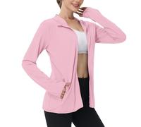 Mrat Veste de protection UV pour femme - Séchage rapide - Protection UV UPF 50+ - Sweat à capuche à manches longues - Fermeture éclair - Léger - Athlétique - Haut mince - Rashguard - Randonnée