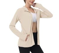 Mrat Veste de protection UV pour femme - Séchage rapide - Protection UV UPF 50+ - Sweat à capuche à manches longues - Fermeture éclair - Léger - Athlétique - Haut mince - Rashguard - Randonnée