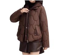 Mrat Veste d'hiver pour femme - Doudoune à capuche légère et chaude - Manteau matelassé - Chaud - Veste d'extérieur décontractée rembourrée - Veste courte baggy zippée avec poches zippées - Veste Y2k