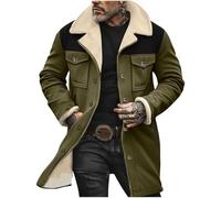 Mrat Veste Jakcet en polaire pour homme - Style vintage - En daim - Rembourrée - Col cranté - Doublure en polaire - Manteau matelassé multi-poches - Jakcet Sherpa - Trench d'extérieur décontracté et