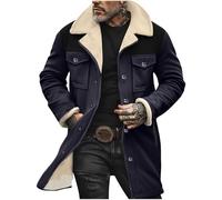Mrat Veste Jakcet en polaire pour homme - Style vintage - En daim - Rembourrée - Col cranté - Doublure en polaire - Manteau matelassé multi-poches - Jakcet Sherpa - Trench d'extérieur décontracté et