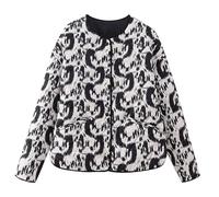 Mrat Veste matelassée pour femme UK - Veste florale courte matelassée vintage légère avec ouate - Manteau à col rond décontracté à imprimé floral - Veste longues manches matelassée avec ouate