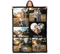 Mraxovid Couverture personnalisable avec collage d'images - Cadeau pour maman - 6 photos - Cadeau idéal pour la famille, un anniversaire, un mariage - 76 x 125 cm