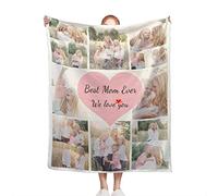 Mraxovid Couverture personnalisée avec collage d'images - Cadeau de fête des mères pour maman, 8 photos - Cadeau pour famille, anniversaire, mariage - 150 x 200 cm