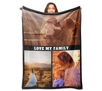 Mraxovid Couverture personnalisée avec photos personnalisées, cadeau souvenir avec collage de texte photo, cadeau personnalisé pour famille, maman, papa, enfants, épouse, amis, 150 x 200 cm