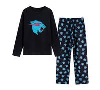 MrBeast Ensemble pyjama à manches longues pour garçons et filles Youtuber Gamer avec t-shirt et pantalon noirs, style 1, 7-8 ans