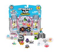 MrBeast Lab Swarms Battle Fusion Series Mega Lab Pack - Comprend 14 micro bêtes avec piège à ours Vénus ultra rare, plus de 80 à collectionner, des autocollants et des capuchons de fusion empilables