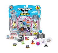 MrBeast Lab Swarms Battle Fusion Series Mega Lab Pack - Comprend 14 micro bêtes avec tête de marteau ultra rare, plus de 80 à collectionner, des autocollants et des capuchons de fusion empilables pour