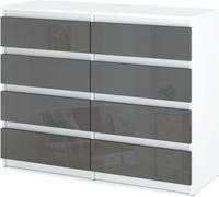 MRBLS_HOME Commode 8 tiroirs Blanc mat / Gris brillant 120x33,5x92,5 Sideboard Meuble à tiroirs pour le salon Chambre à coucher Rangement