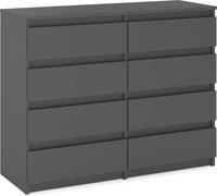 MRBLS_HOME Commode 8 tiroirs gris mat 120x33,5x92,5 Sideboard Armoire à tiroirs pour salon chambre à coucher Meubles de rangement Armoire à vêtements