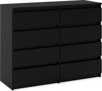 MRBLS_HOME Commode 8 tiroirs noir mat 120x33,5x92,5 Sideboard Armoire à tiroirs pour salon chambre à coucher Meubles de rangement Penderie