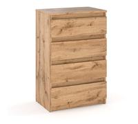 MRBLS_HOME Commode à 4 tiroirs - En bois - 60 x 92,5 x 33,5 cm (l x H x P) - Commode étroite pour chambre à coucher et couloir - Étagère avec tiroirs - Armoire avec tiroirs (Wotan)