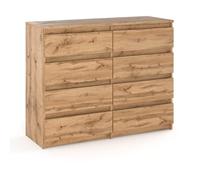 MRBLS_HOME Commode à 8 tiroirs - Buffet en bois - 120 x 92,5 x 33,5 cm (l x H x P) - Commode étroite pour chambre à coucher et couloir - Étagère avec tiroirs - Armoire avec tiroirs (Wotan)