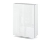 MRBLS_HOME MRBLS - Armoire de salle de bain (blanc mat - blanc brillant) - Armoire murale pour salle de bain - 60 x 80 x 30 cm (l x H x P)