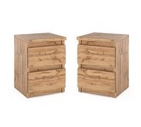 MRBLS_HOME MRBLS - Lot de 2 tables de chevet - Commode moderne - Avec tiroirs - En bois - Armoire à tiroirs pour votre chambre à coucher (Wotan) - 30 x 40 x 30 cm (l x H x P)