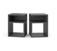 MRBLS Lot de 2 tables de chevet modernes sans tiroirs pour votre chambre à coucher, salon, table d'appoint simple (gris mat) - 32 x 40 x 30 cm (l x H x P)