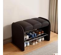 MRBVAOXVD Banc de Chaussures, Banc de Chaussures, Avec Faux Cuir Rembourré Organizateur de Porte-Chaussures Moderne Fin Du Lit Banc Pour L'Entrée Chambre À Coucher Closet Salon Couloir/Noir/60 * 37 *