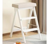 MRBVAOXVD Escaliers, Chaise D'Échelle de Bibliothèque Pliante En Bois 3 Étages Tabouret À Étaconvertible Stand D'Affichage Protable Pour Bureau Cuisine À La Maison Log Extérieur Et Couleur Grise/Blanc