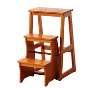 MRBVAOXVD Escaliers, Chaise D'Échelle En Bois À 3 Étapes Accueil Multi-Fonction Tabouret À Étapes Tabouret À Pieds de Stockage Flip Display Stand Etstand Portable Économie D'Espace Orange/Orae