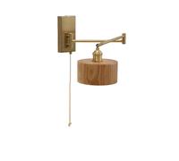 MRBVAOXVD Lampes Murales, Hertl Ferme Mur Sconce Avec Sur Et Hinterrupteur Chaîne de Traction Bras Oscillant Monture Murale Lumière Réglable Bois de Noixmurale Rusten Bord de Lit Lumière Murale Pour C