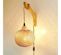 MRBVAOXVD Lampes Murales, Ledpes Murales Intérieures Mur Sconce Rattan Avec Cordon Et Commutateurmuraleen Bambou Rustsupports D'Étagère En Bois Modernespes Pour Chambre À Coucher/1 Emballe