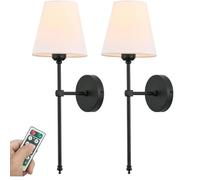 MRBVAOXVD Lampes Murales,Murale À Batterie Hertl 2Pcs En Tissu Noir Bougies Murales Set de 2Pes Murales À Batterie En Or Avec Despes Murales Rustiques À Distances Pour Chambre À Coucher Salon Ferme/No