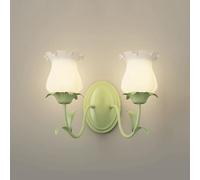 MRBVAOXVD Lampes Muraless Murales de Fleur Hertl Double Sconce Pour Enfants Chambre À Coucher Modern Green Wall Sconce Avec Verre Glacé Intérieurmurale Câblée Pour Chambre À Coucher de Fille Salon Por