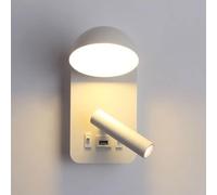 MRBVAOXVD Lumières Murales Intérieures Appareils Réglables Haut En Baspes Murales, Avec Port Usb 2 Commutateur A Mené La Lumière de Lecture Rectanglede Lecture En Bord de Lit 3000K 3W Projecteur En Al