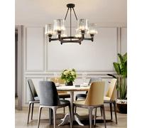 MRBVAOXVD Lustres, Générled Rondndentif Lumière En Or | Modern Circular Elegance Prismatic Crystalpension Light Traditional Liviroom Plafond - 6 Lumièrestit Cadeau/Noir/6 Lumières