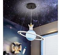 MRBVAOXVD Lustres, Ledpendentive Pour La Chambre D'Enfant - 72W Plafond Créatif Terre Astronaute Conception Enfants- Hauteur Réglable Moderne - Filles Garçons Chambrepependue, 48Cm