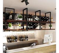 MRBVAOXVD Plafond de Support de Bouteille de Vinpendu de Rack de Vin Noir, Étagère de Stockage de Fer de Bar de Maison Cuisine Montée Au Mur Étagères D'Organisateur Flottant En Métal 80/100/120/140Cm/