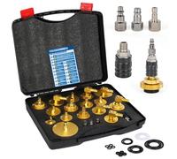MRCARTOOL Kit adaptateurs Purge Freins 20 pièces | 16 adaptateurs maître-cylindre,raccord rapide1/3 pouce,3 adaptateurs norme US/EU/métrique,compatible plus de 98%des véhicules