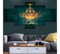 MRCCS Impression sur Toile Cinq Tableaux Consécutifs Décoration De Maison Moderne Peinture 5 Panneaux Abstraits Modulaire Poster avec Cadre S/75cm×40cm Art du Jeu Elden Ring