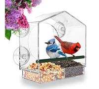 MrCrafts Grande Mangeoire à Oiseaux pour Fenêtre Transparente 21 x 20 x 10 cm - Window Bird Feeder - pour Oiseaux Sauvages et Extérieur, Cadeaux Uniques