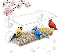 MrCrafts Grande Mangeoire à Oiseaux pour Fenêtre Transparente 26 x 14 x 5 cm - Window Bird Feeder - pour Oiseaux Sauvages et Extérieur, Cadeaux Uniques