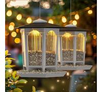 MrCrafts Nature Lot de 2 mangeoires solaires pour oiseaux à suspendre à l'extérieur, convient pour cardinaux, oiseaux sauvages, cadeau unique d'observation des oiseaux, blanc standard, grande taille