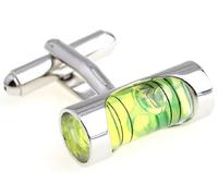 Mrcuff Niveau Vert liquide Construction Paire Boutons de Manchette dans une boîte cadeau de présentation et chiffon