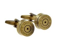 MRCUFF Paire de boutons de manchette en forme de coquille de balle de police de l'armée dans une boîte cadeau de présentation et un chiffon de nettoyage, Microfibre, Non connu