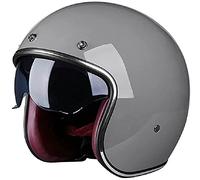 MRDAER Demi-Casque de Moto, Casque de Moto Adulte, Casque Ouvert de Moto, Casque de Scooter Chopper de cyclomoteur rétro Vintage, Casque Ouvert approuvé par Le ECE pour Hommes, Casque de Femme Gris