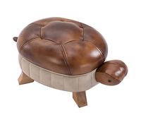MRDAER Pouf en Cuir PU Repose-Pieds Animal Tortue Rembourré Repose-Pieds en Bois pour Salon Chambre Canapé Petit Tabouret, Brun Clair, 58Cmx31Cmx27Cm