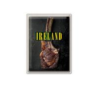 mrdeco Plaque en métal bombée 30 x 40 cm Irlande Bus irlandais Tomahawk Steak Plaque en tôle décorative