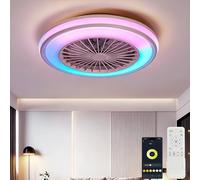 MRDEER Ø50CM Ventilateur Plafond RGB Silencieux Dimmable avec Télécommande | LED Plafonnier Ventilateur Contrôle APP Bluetooth Enceinte Musique, Minuterie, 6 Vitesses, Réversible pour Chambre Et Chamb