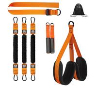 MRDEER Sangle d'endurance réglable pour tractions avec 2 poignées adhésives et 3 options de traction, support de pied/genou en tissu confortable, sac portable - Idéal pour le fitness à la maison